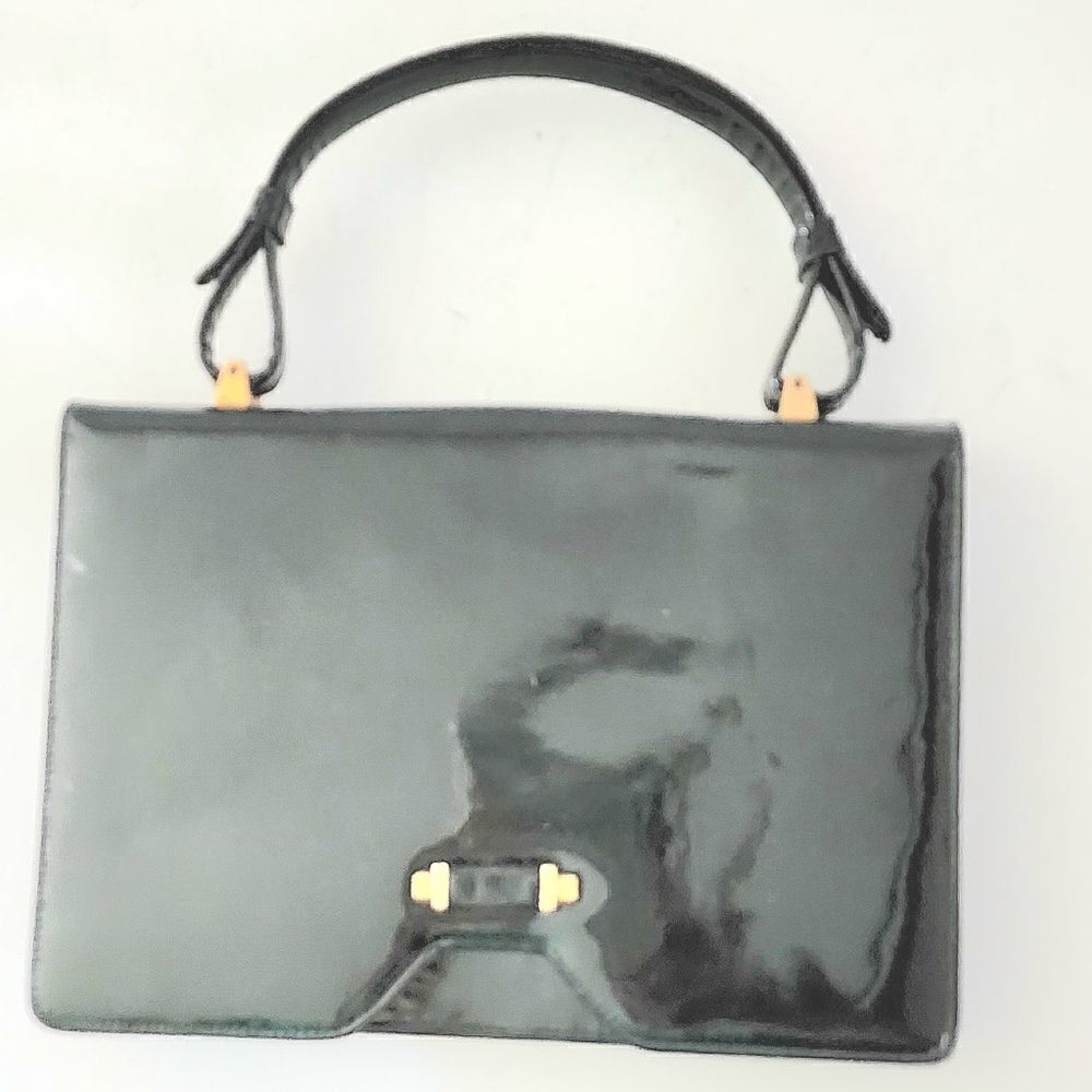 Vintage bag by Dorian purse handbag black with gold tone metal